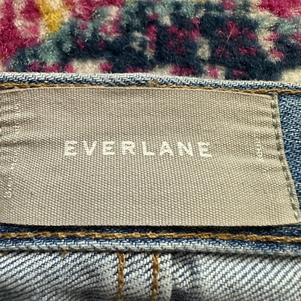 Everlane High Rise Kick Crop Raw Hem Jeans Womens Size 27 Stretch Denim Blue